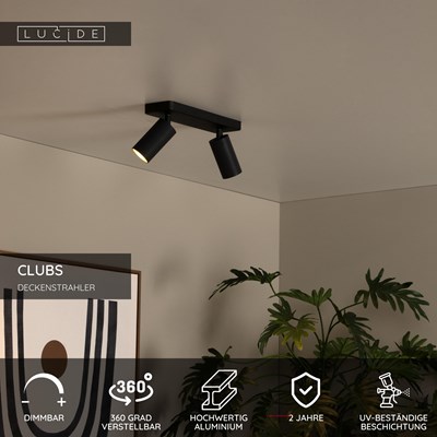 Lucide CLUBS - Deckenstrahler - 2xGU10 - Schwarz